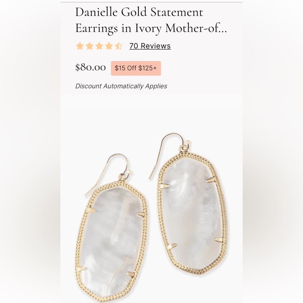 KENDRA SCOTT- Danielle Gold Statement Earrings- Ivory Mother-of-Pearl